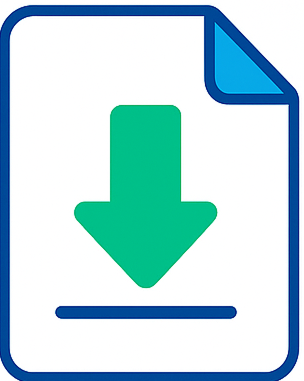 Deliver: download arrow on a PDF document icon